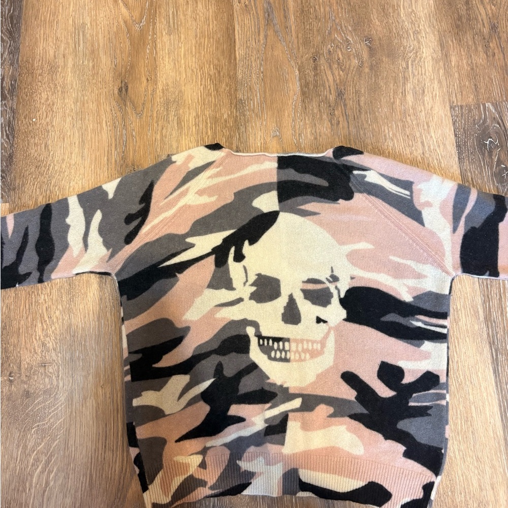 Skull Cashmere Beige, Gray & Light Pink Cashmere Top
